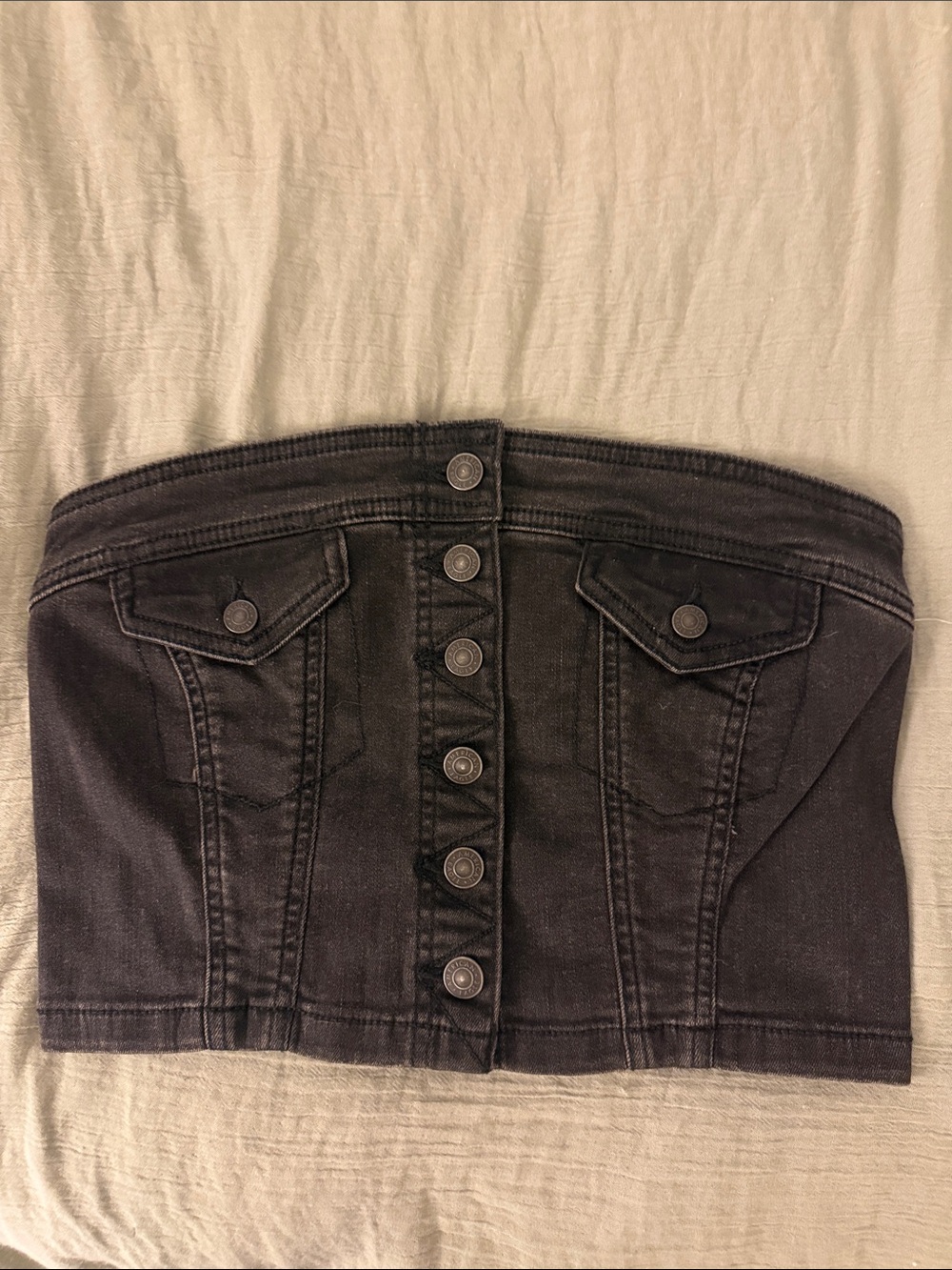 Black Denim Tube Top